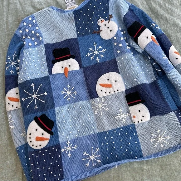 Vintage Talbots Festive Snowman Sweater size medium - Picture 3 of 8